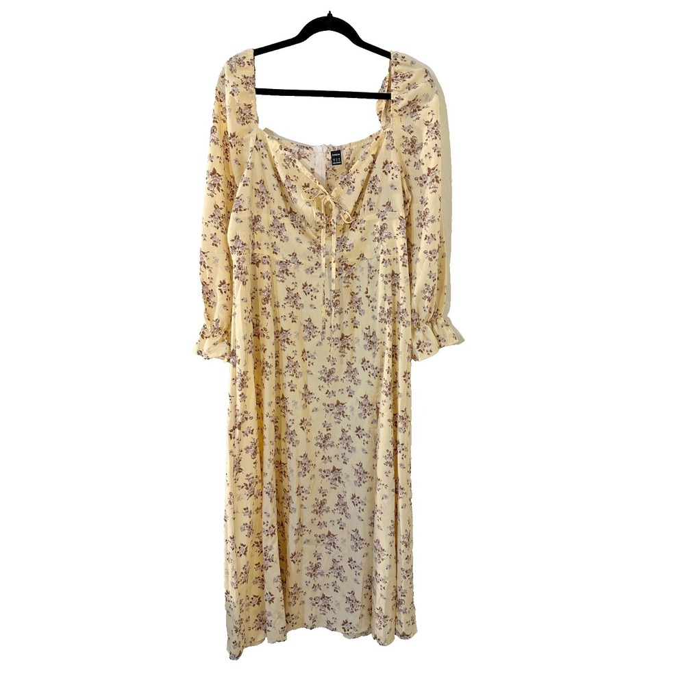 Shein Womans‎ Floral Milkmaid Midi Dress Size XL Cottagecore Coquette Babydoll